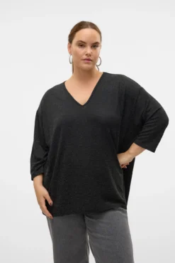 Jersey cuello pico lúrex talla grande