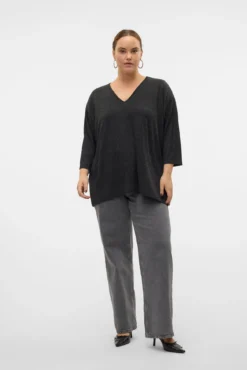 Jersey cuello pico lúrex talla grande