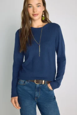 Jersey cuello redondo con estructura