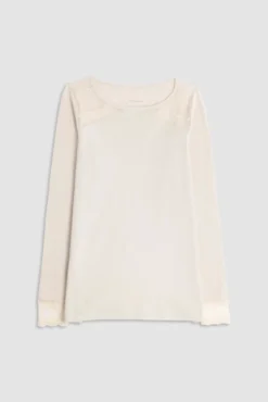 Jersey cuello redondo manga larga crema