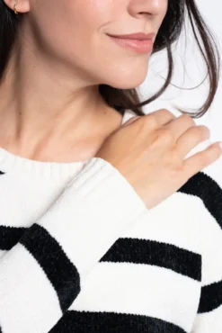 Jersey de chenilla a rayas con blusa
