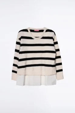 Jersey de chenilla a rayas con blusa