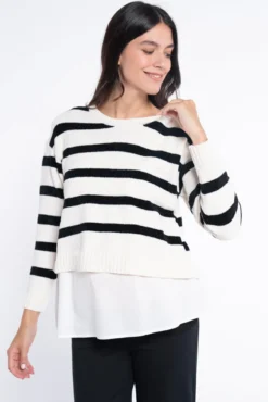 Jersey de chenilla a rayas con blusa