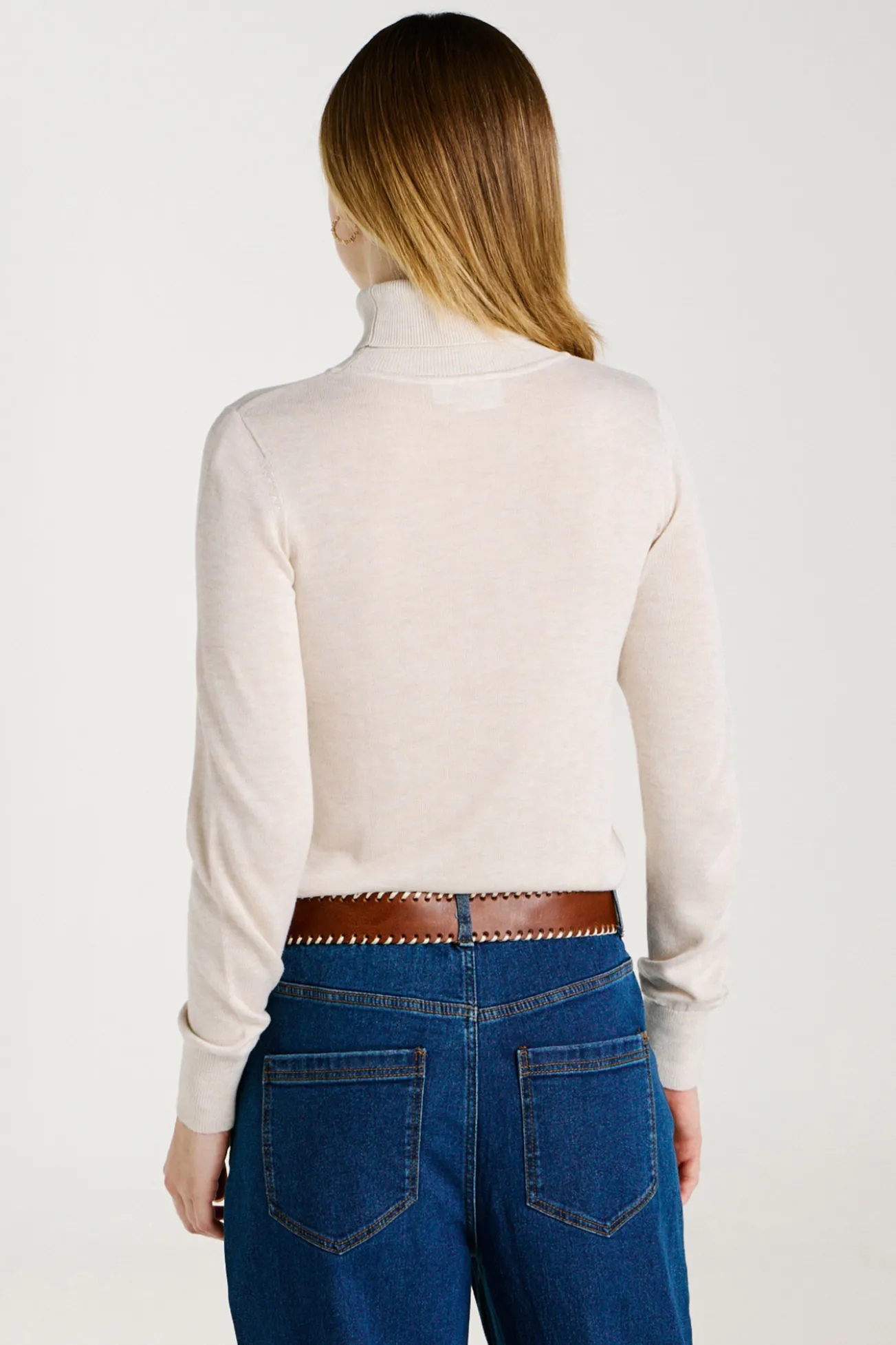 Jersey de cuello alto con viscosa