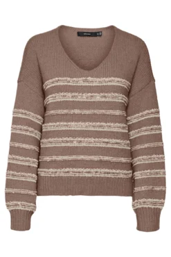 Jersey de rayas de mujer con cuello en pico