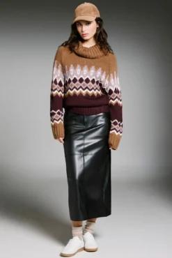 Jersey jacquard cuello alto