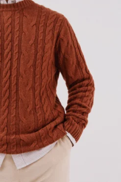 Jersey lana trenzado cuello caja