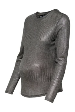 Jersey lúrex plateado de cuello redondo