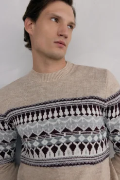 Jersey navidad con lana y alpaca cuello caja