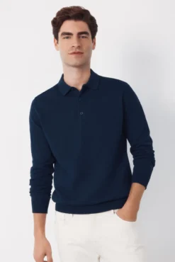 Jersey polo manga larga algodón