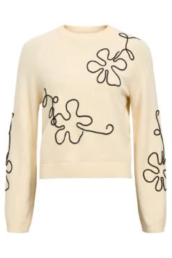 Jersey punto bordado flor