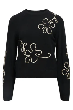 Jersey punto bordado flor