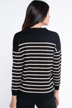 Jersey rayado de canalé con cuello polo
