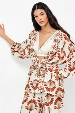 Kimono estampado palmeras