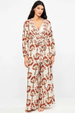 Kimono estampado palmeras
