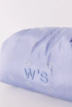 Neceser grande acolchado azul strass