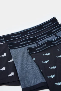 Pack 3 boxers animales marinos