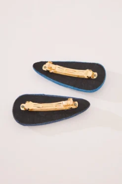 Pack 2 clips pelo denim azul