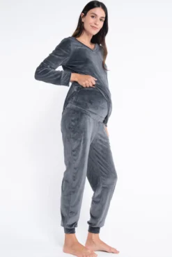 Pack pijama peludo con escote en V