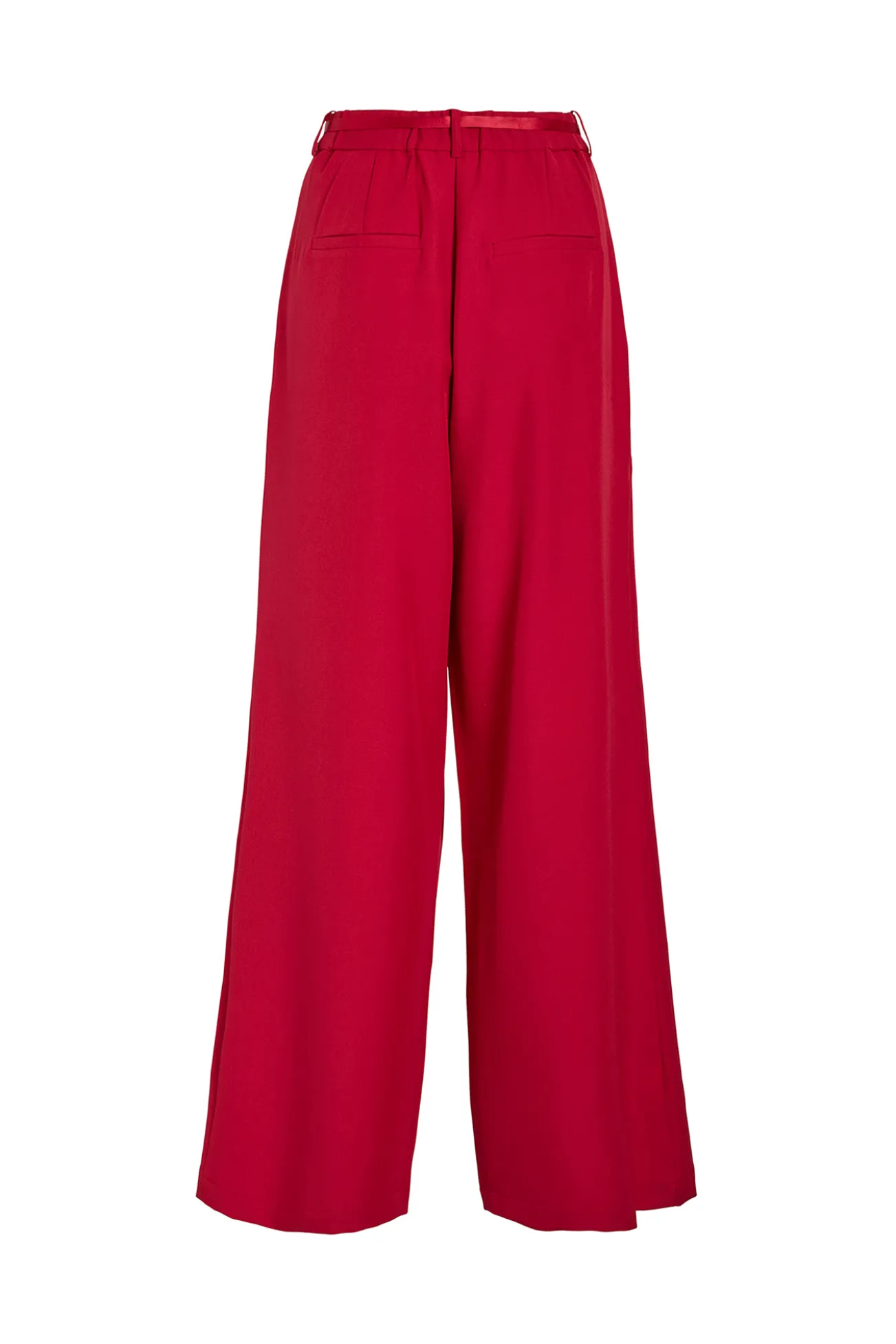 Pantalón ancho de vestir con cinturón flor