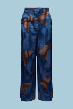 Pantalón ancho y fluido con estampado geométrico