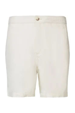 Pantalón corto de hombre monocolor con mezcla de lino y algodón