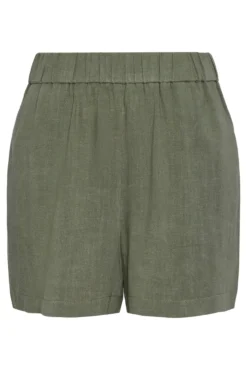 Pantalón corto de lino con cintura elástica