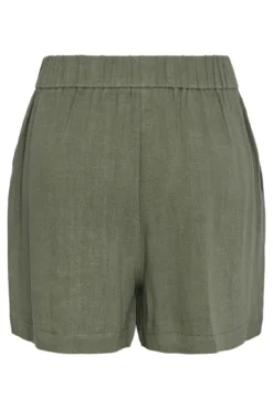Pantalón corto de lino con cintura elástica