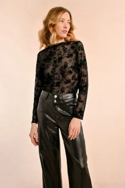 Pantalón de mujer largo tejido brillante