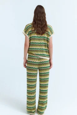 Pantalón de punto pointelle con lúrex