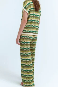 Pantalón de punto pointelle con lúrex