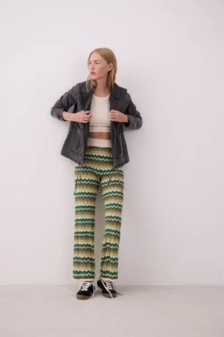 Pantalón de punto pointelle con lúrex