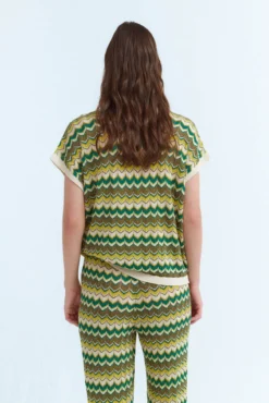 Pantalón de punto pointelle con lúrex