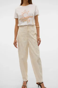 Pantalón de tiro alto con bordados