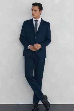 Pantalón estructura azul bi-stretch slim fit
