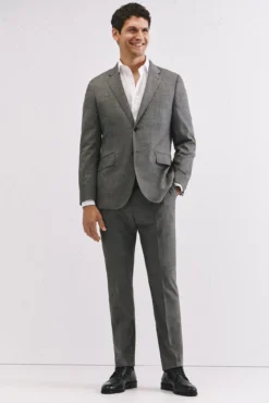 Pantalón estructura gris slim fit