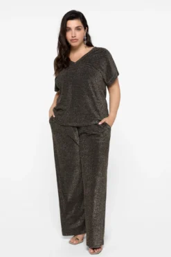 Pantalón fluido de lurex talla grande