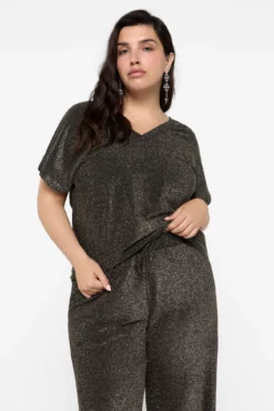 Pantalón fluido de lurex talla grande