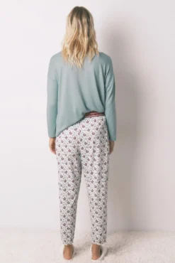 Pantalón largo 100% algodón estampado flores
