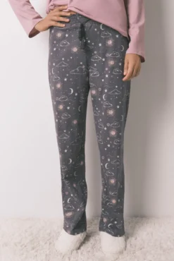 Pantalón largo 100% algodón estampado astral