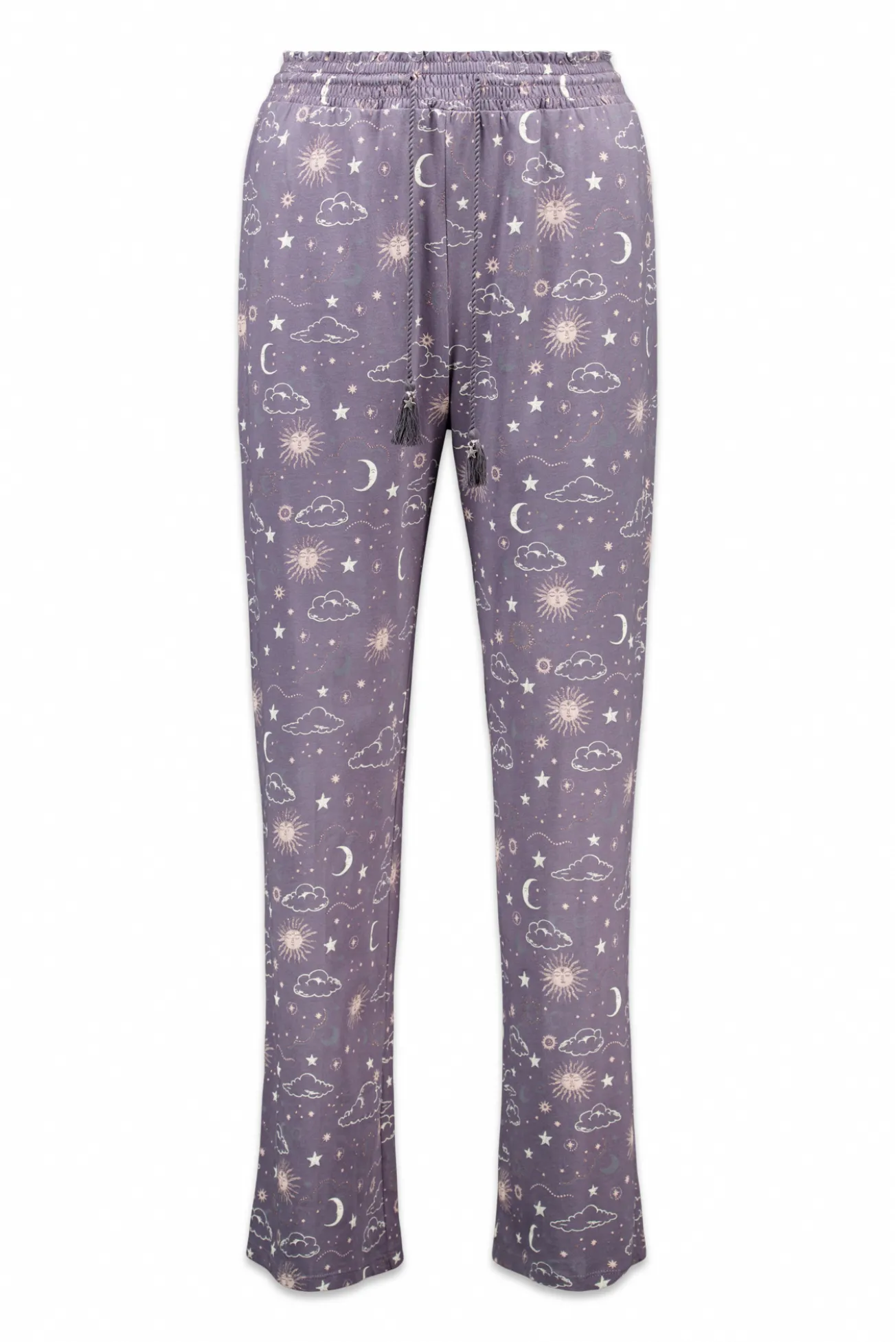Pantalón largo 100% algodón estampado astral