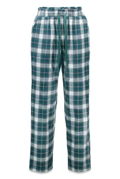 Pantalón largo 100% algodón franela cuadros verde