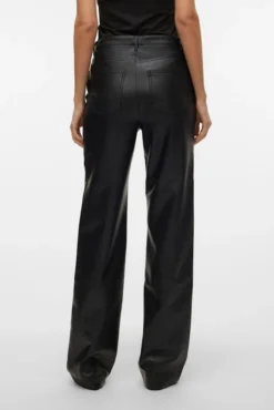 Pantalón largo efecto piel