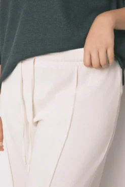 Pantalón largo felpa fina blanco