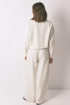 Pantalón largo felpa fina blanco