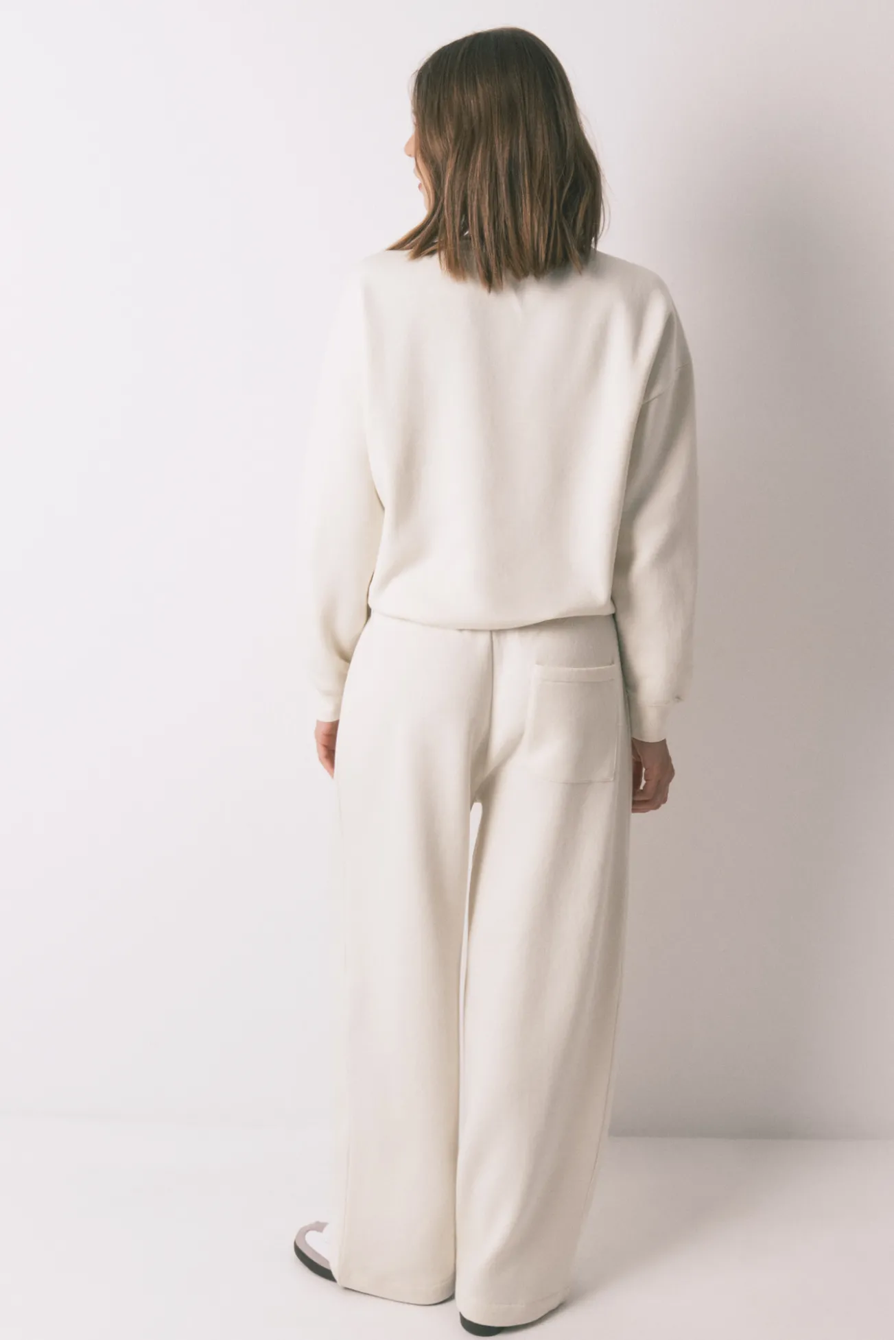 Pantalón largo felpa fina blanco