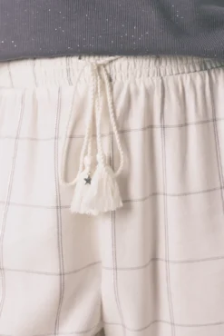 Pantalón largo franela blanco print cuadros