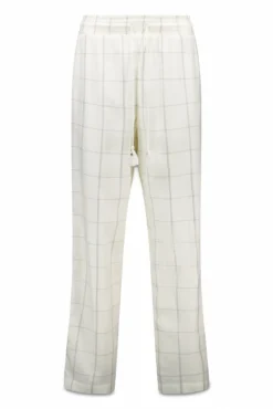 Pantalón largo franela blanco print cuadros