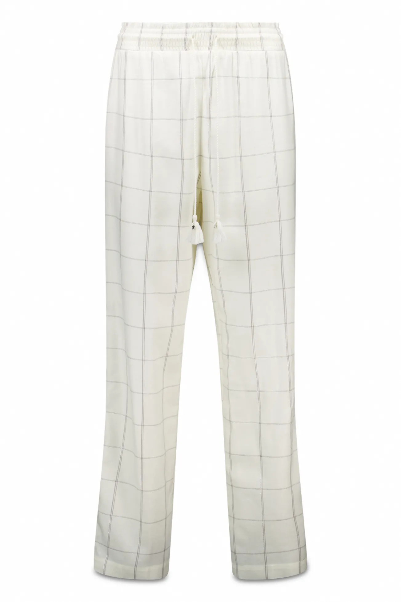 Pantalón largo franela blanco print cuadros