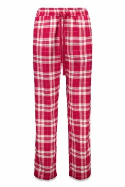 Pantalón largo franela estampado cuadros rojo